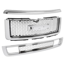 For 2007-13 GMC Sierra 1500 Denali Pickup Upper Lower Grille Hood Molding Chrome picture