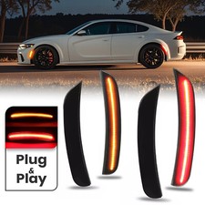 4X Smoked Front Rear LED Side Bumper Marker Lights For Dodge Charger 2015-2023 picture