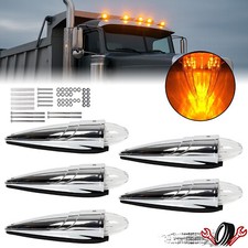 5X CLEAR AMBER TORPEDO 17 LED ROOF CAB MARKER TOP LIGHT FOR PETERBILT KENWORTH picture