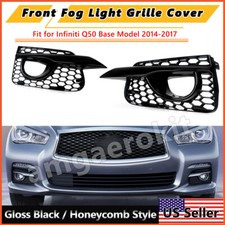 Gloss Black Front Bumper Fog Light Cover Grille For Infiniti Q50 Base 2014-2017 picture