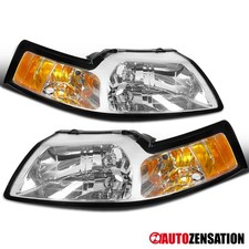 Fit 1999-2004 Ford Mustang GT SVT Cobra Headlights Assembly Headlamps Left+Right picture