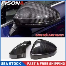 Carbon Style Mirror Cover Caps W/ Lane Assist For Audi S5 RS5 A4 B9 S4 A5 2017+ picture