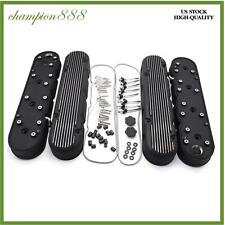 2pcs Finned Coil Aluminum Valve Cover Black For Chevy LS1 LS2 LS3 Engine 241-182 picture