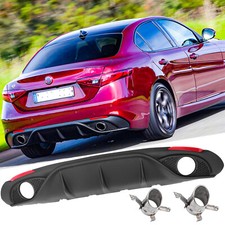 For 2016 Alfa Romeo Giulia Rear Bumper Matt Diffuser W/ Chrome Exhaust Tips picture