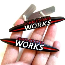 2x 9CM BLACK WHITE JOHN COOPER WORKS Front Grill Badge Rear Sticker for MINI JCW picture