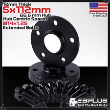 2 Pcs 12 mm BMW 5x112mm 66.6mm Hub Centric Spacer Fit 1-8/I/M/X-Series etc. picture