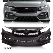 Fits 2016-2021 Honda Civic Front Bumper Cover Kit with Grille Lip Type R Style picture