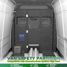 Black Lockable Van Bulkhead, Safety Partition for Mercedes Sprinter High Roof picture
