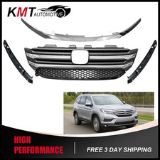 4PCS Front Upper Grille & Trim Molding Assembly Black Fits 2016-2018 Honda Pilot picture
