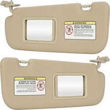 1 Pair Left + Right Side Sun Visor w/ Mirror Beige For 2011-2015 Hyundai Elantra picture