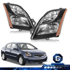 For 2010-2012 Nissan Sentra SE-R Black Halogen Headlights Headlamps Left+Right picture