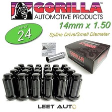 (24)Gorilla Spline Drive Lug Nuts, 14x1.50, Black, Duplex Length, K6TS-14150BGR picture