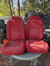 85-86 MUSTANG LX ORIGINAL RED BUCKET SEATS WITH TRACKS & HEADREST SET picture