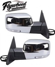 Pair For 2013-2019 Ram 1500 Side Mirror Chrome Power Fold Heated Temper Sensor picture