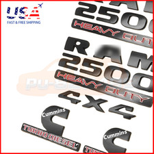 5PCS Matte Black Emblem Badges For RAM 2500 HEAVY DUTY 4X4 Cummins Turbo Diesel picture