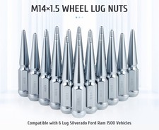 24 PCS Chrome Spike Lug Nuts 14x1.5 For Chevy Silverado Tahoe 4.4