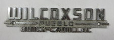 Old Vtg WILCOXSON BUICK CADILLAC Car Dealership Emblem PUEBLO, COLORADO Metal picture