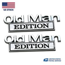 2pcs Metal Old Man Edition Emblem 3D Badge Fit for Universal Car (Silver Black) picture