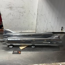 97-99 Heritage Springer OEM Exhaust Muffler Set Pair Chrome Fishtail picture