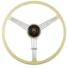 Steering Wheel Ivory Color Banjo Steering 400mm Vintage Iron 3 Spoke Horn Button picture