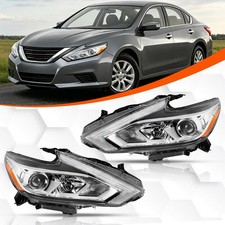Pair Left Right Chrome Halogen Headlamps For 2016 - 2018 Nissan Altima Sedan picture