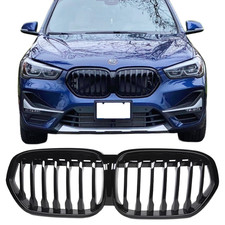 Fit 2020-2022 BMW X1 F48 LCI Facelift Front Bumper Grill Gloss Black Grille picture