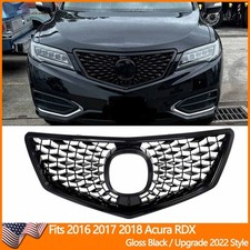 Fits 2016-17 2018 Acura RDX Front Grille Assembly Gloss Black Upgrade 2022 Style picture
