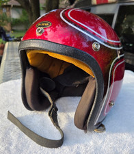 KRW Helmet Model 2500 Red Flake Silver Pinstripe Motorcycle Snowmobile Vtg As-Is picture