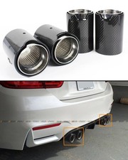 NEW 4X Glossy Carbon Silver Exhaust Tip for BMW M2 M3 M4 M135i M235i M140i M240i picture