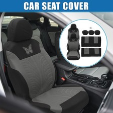Universal 9 Piece Car Seat Covers Kit SUV Car Interior Butterfly Pattern Gray picture