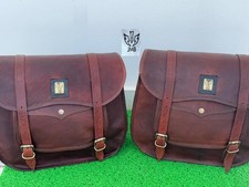 1 Pair Vintage Leather Motorcycle Saddle Bag Brown Swingarm Two Side Bag picture