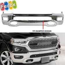 Chrome Steel Front Bumper Face Bar W/ Fog Light Holes Fit For Ram 1500 2019-2024 picture