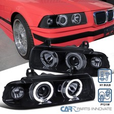 Smoke Fit 1992-1998 BMW E36 318i 325i 328i M3 LED Halo Projector Headlights Lamp picture