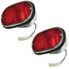 Taillight Assemblies, Red Lens, Pair - Compatible with VW Type-2 Bus 1962-1971 picture