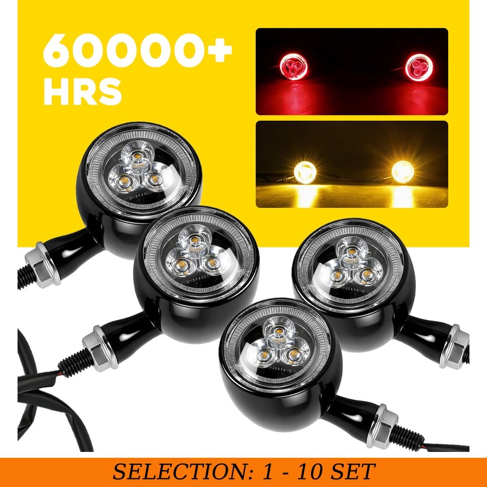 4-40X Motorcycle LED DRL Turn Signal Light Indicator Amber Red Black Front Rear