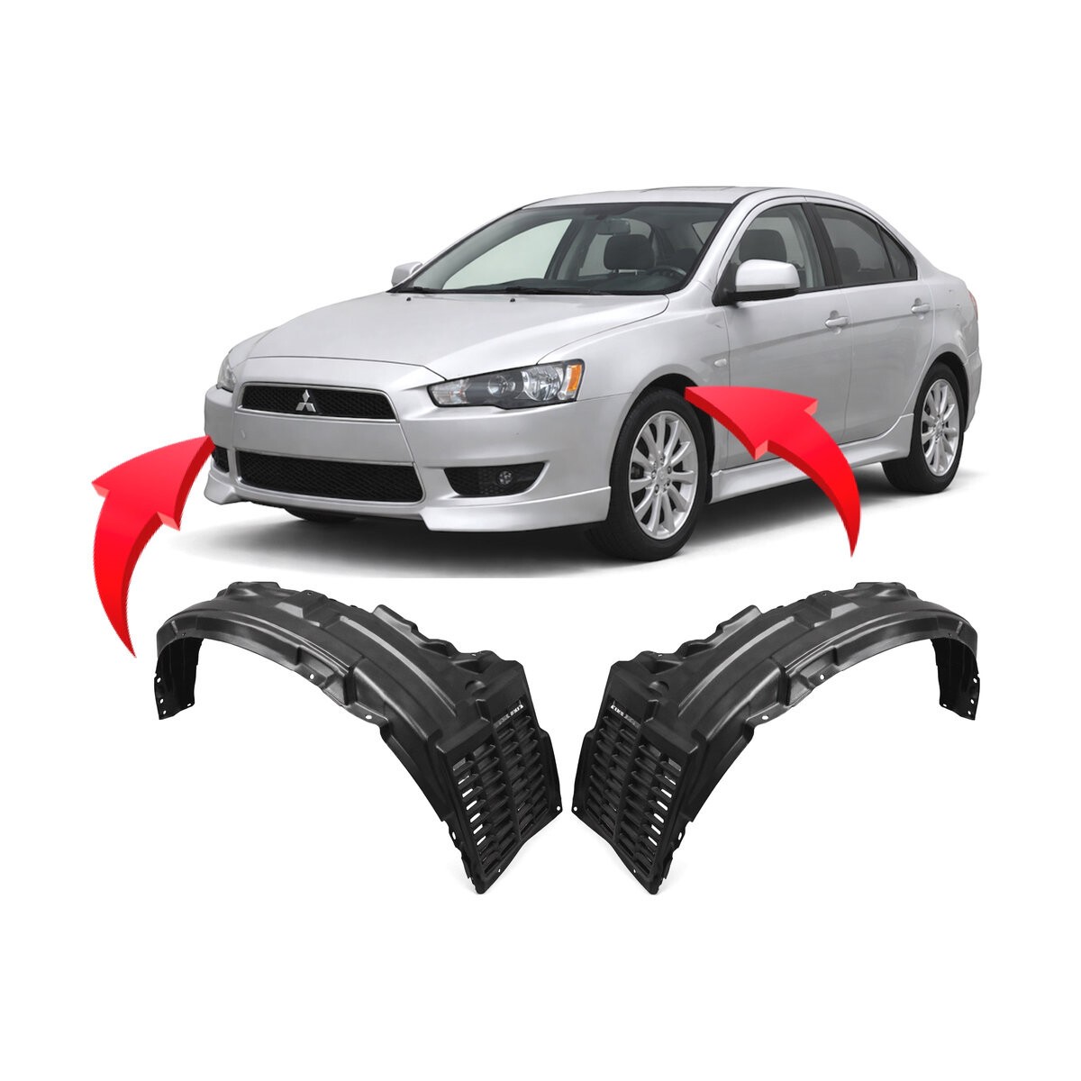 2010-2015 Mitsubishi Lancer Set of 2 Fender Liners MI1248131 5370A737 2010-2015 Mitsubishi Lancer Set of 2 Fender Liners MI1248131 5370A737