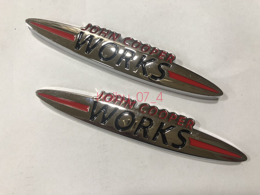 2Pcs JOHN COOPER WORKS 135mm x 15mm Rear Trunk Badge Emblem for Car Mini Cooper