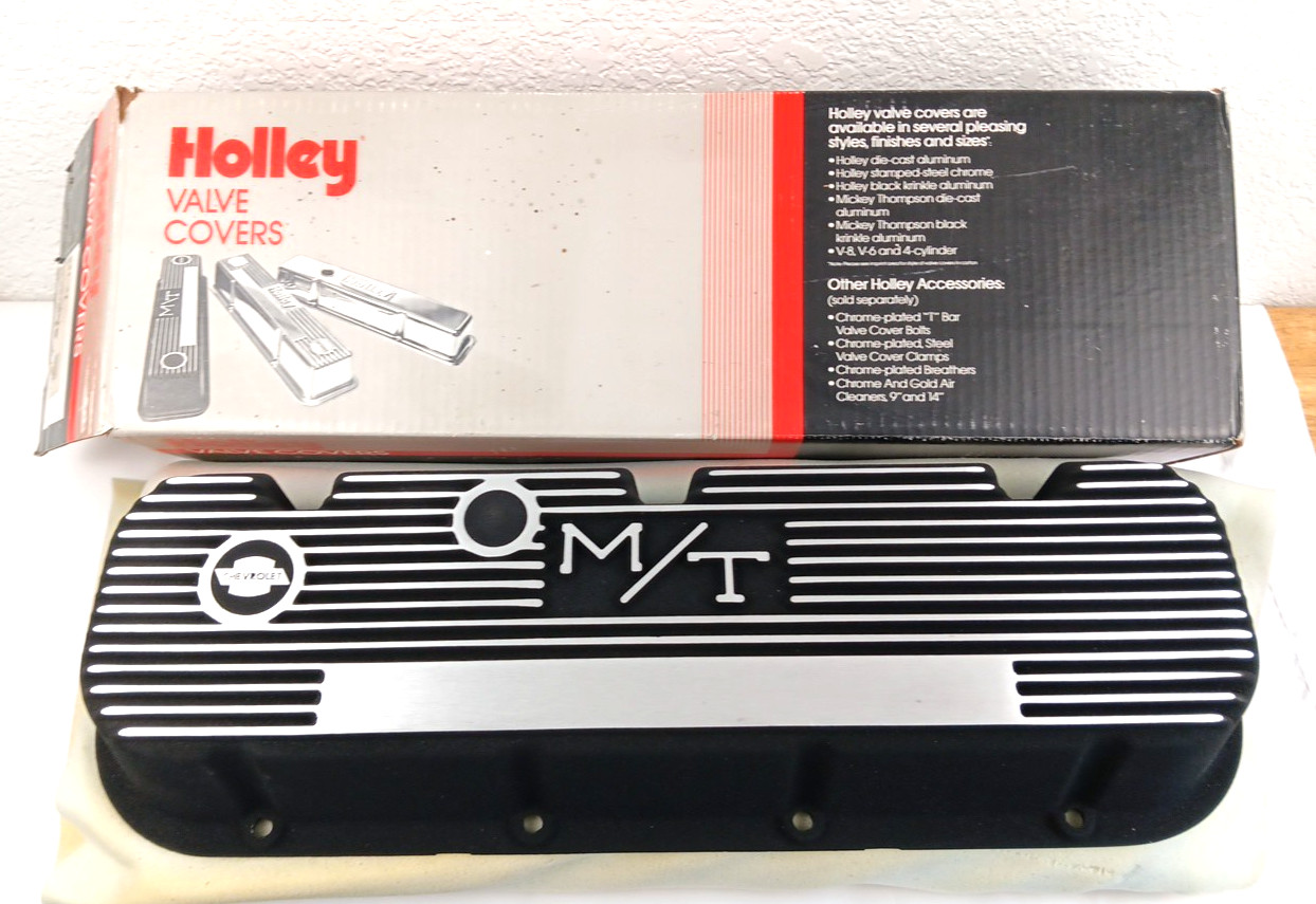 NOS Holley M/T Finned Aluminum Valve Covers Chevy Big Block Krinkle Black NOS Holley M/T Finned Aluminum Valve Covers Chevy Big Block Krinkle Black
