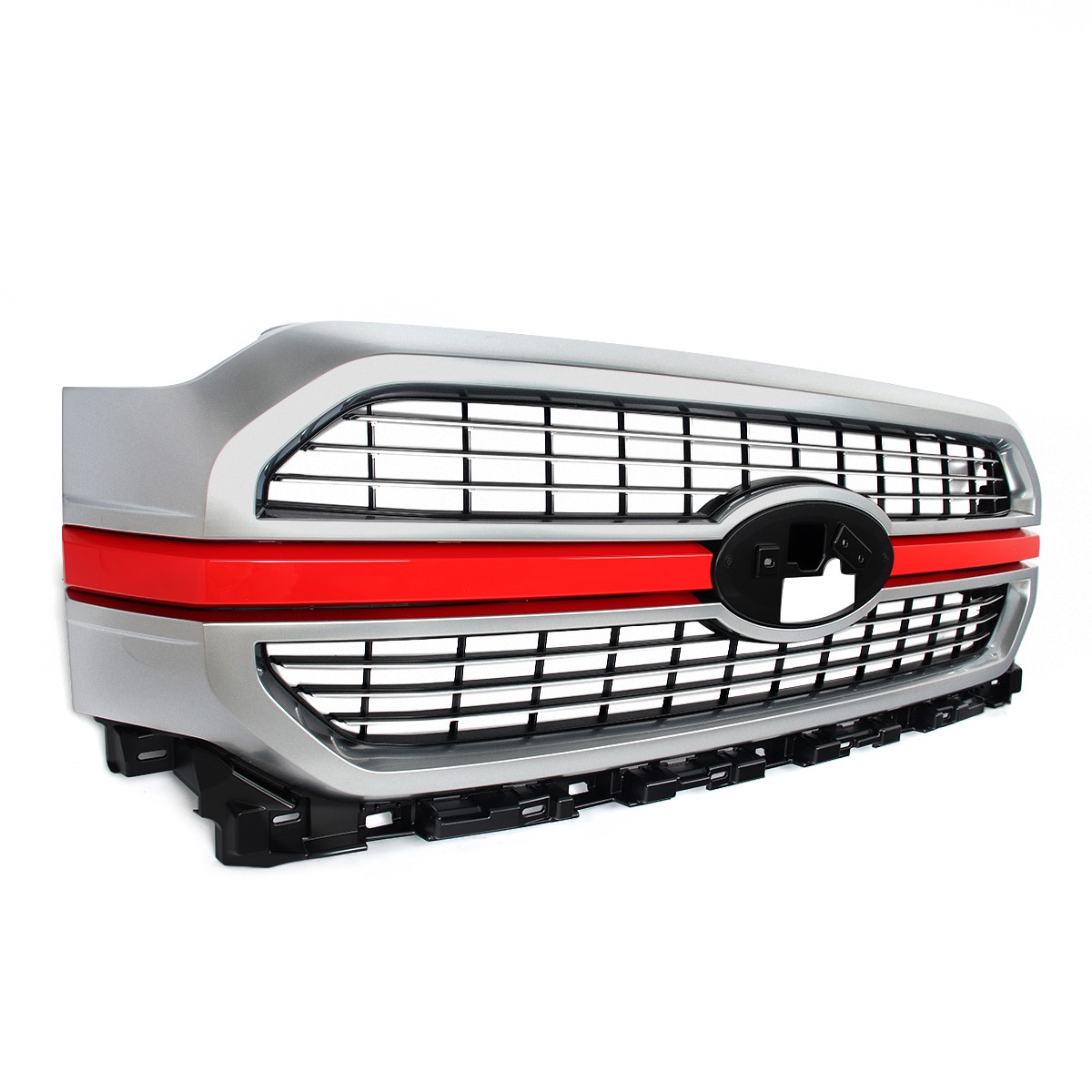 For 2021-23 Ford F-150 F150 Limited Front Grille Grill Race Red+Satin Aluminum For 2021-23 Ford F-150 F150 Limited Front Grille Grill Race Red+Satin Aluminum