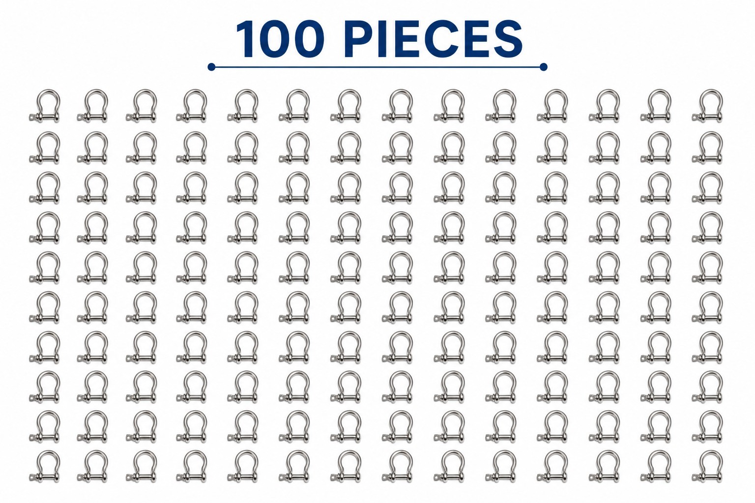 100 pack Marine Bow Shackle 4mm 5/32