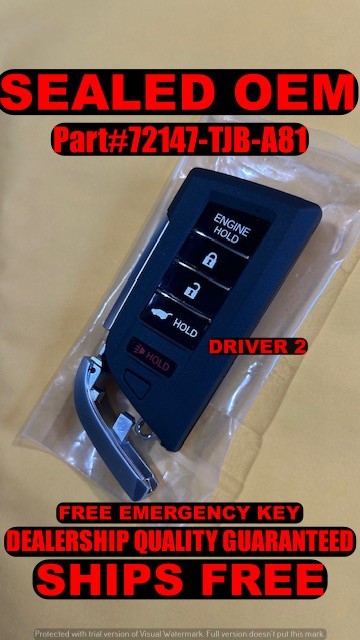 NEW OEM 2022-24 ACURA RDX REMOTE START KEY FOB KR5TP2 72147-TJB-A81 DRIVER 2