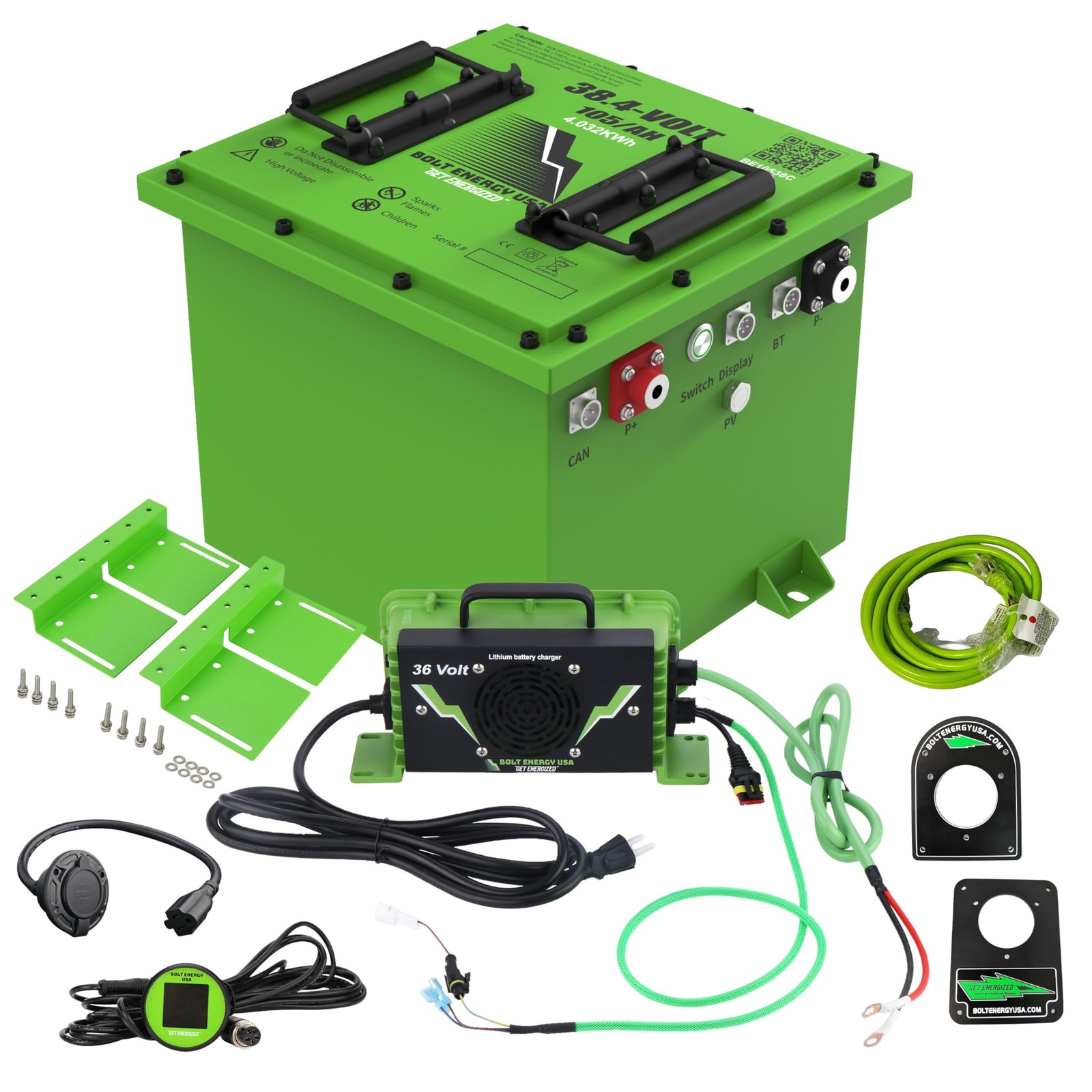 BOLT Golf Cart 38.4V 105Ah Lithium Battery with Standard Kit Accessories for 36V