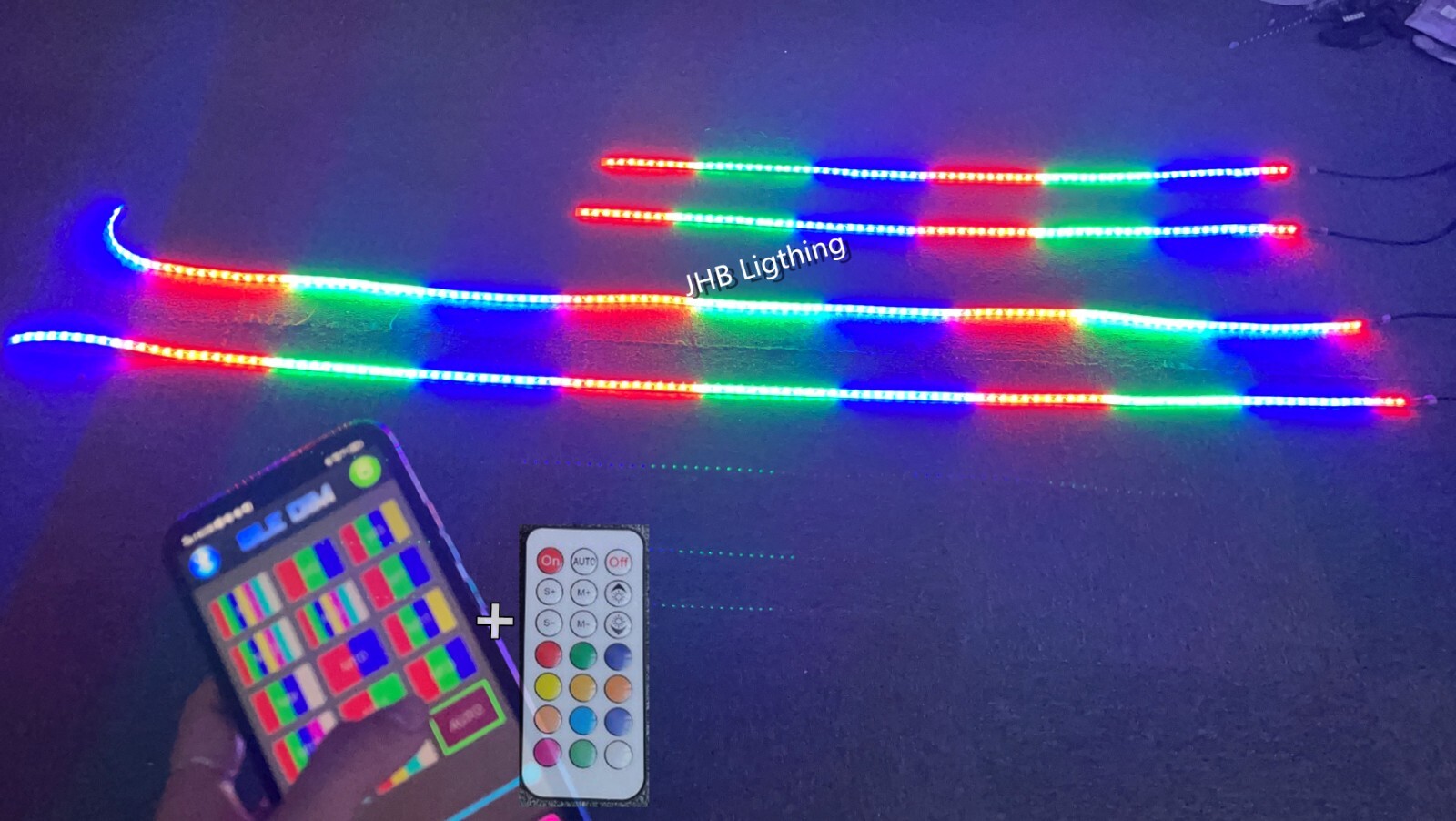 JHB 2x4FT + 2x6.5FT CHASING FLOW LED Brake Reverse Turn Underglow Strips Lights