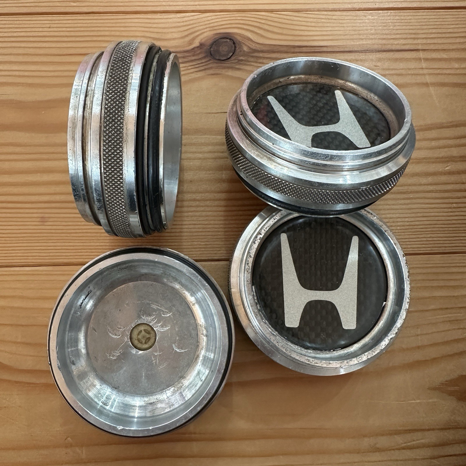 4x Vintage Honda Style Billet Aluminum Wheel Center Caps 60mm 2.36\