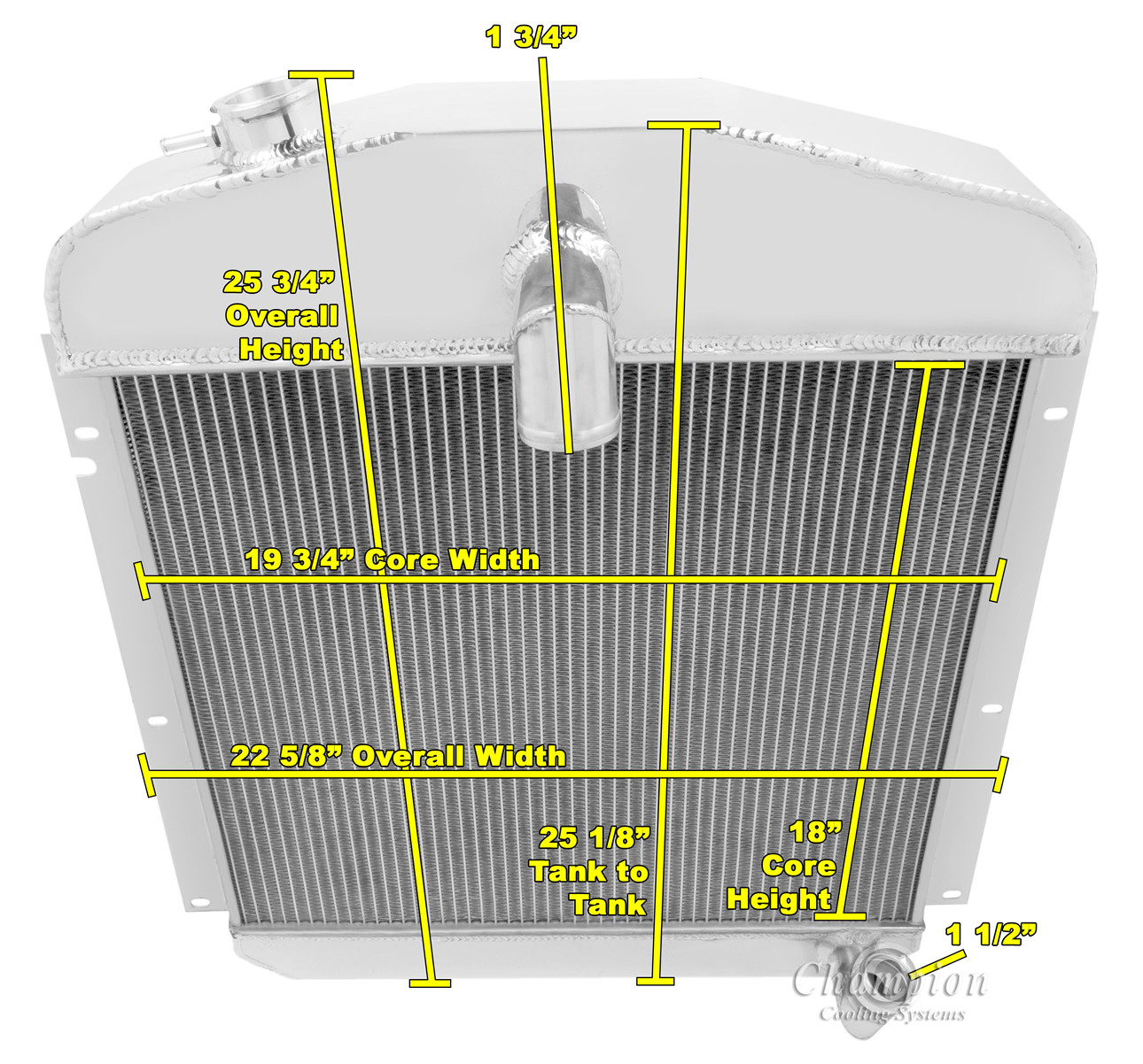 1947 48 49 Plymouth 3 Row Alum CA Radiator