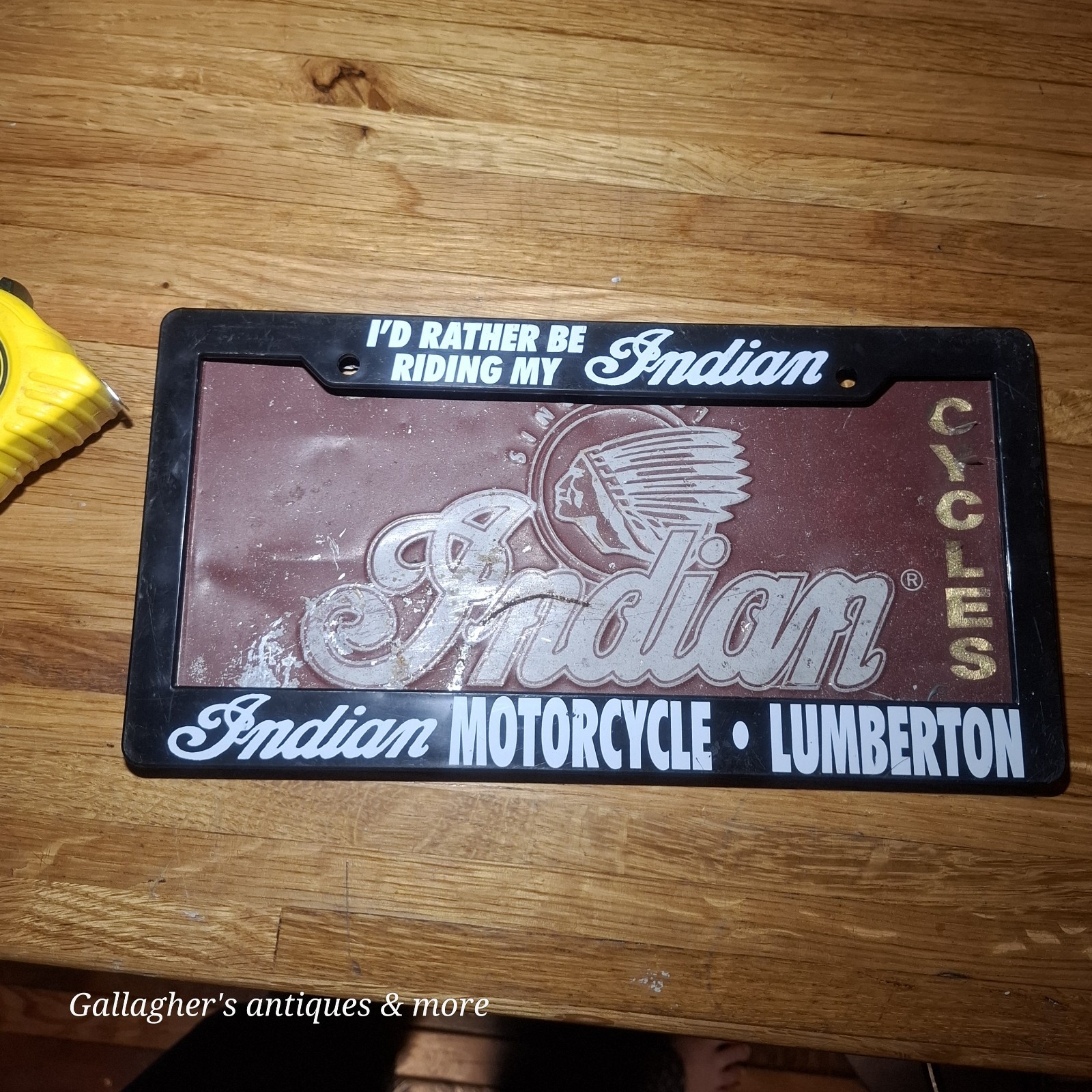 Rare Vintage lumberton NC INDIAN MOTORCYCLE DEALER LICENSE PLATE FRAME & Plate Rare Vintage lumberton NC INDIAN MOTORCYCLE DEALER LICENSE PLATE FRAME & Plate