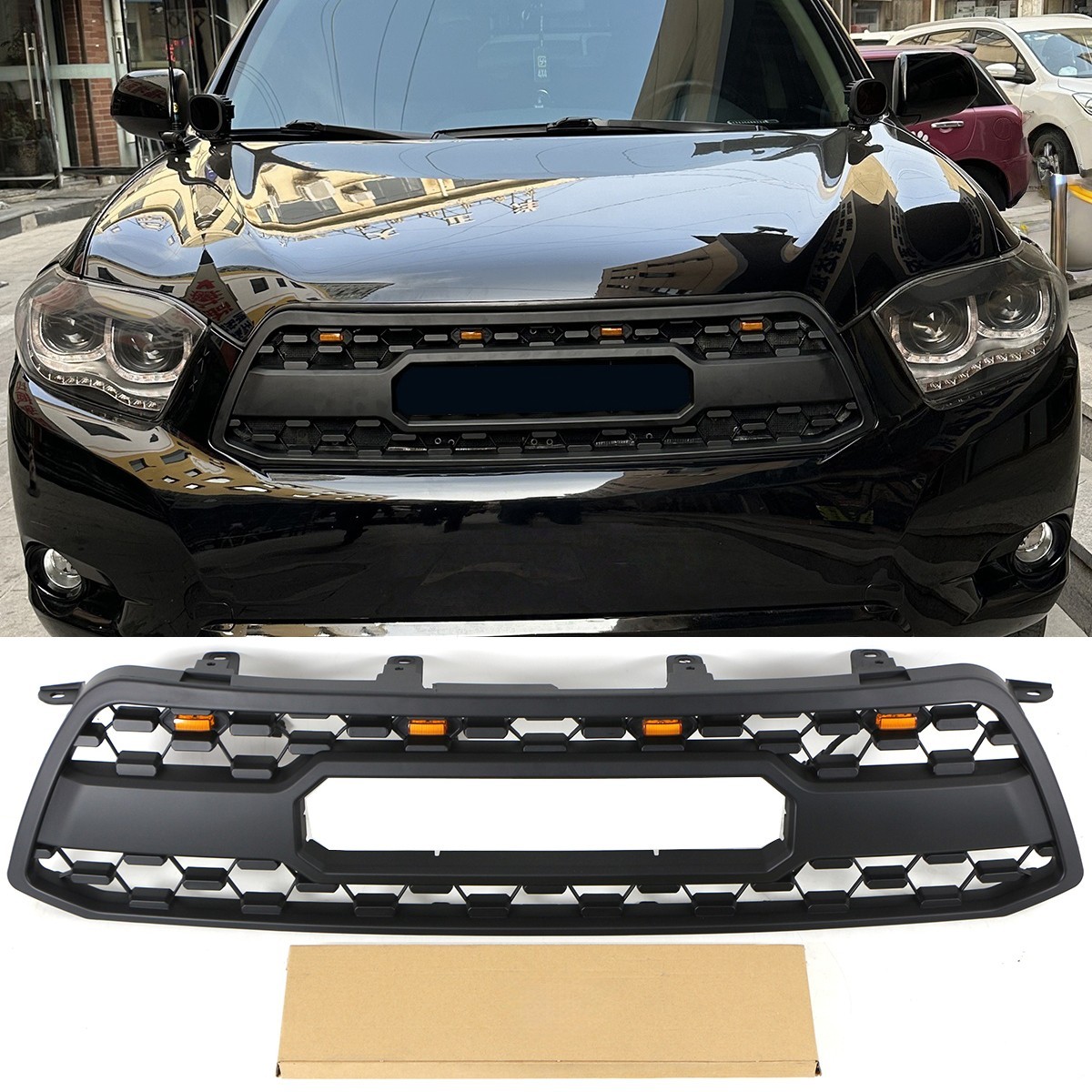 Black Front Grille Fits For Toyota Highlander 2008-2010 Upper Grille W/Amber Led Black Front Grille Fits For Toyota Highlander 2008-2010 Upper Grille W/Amber Led