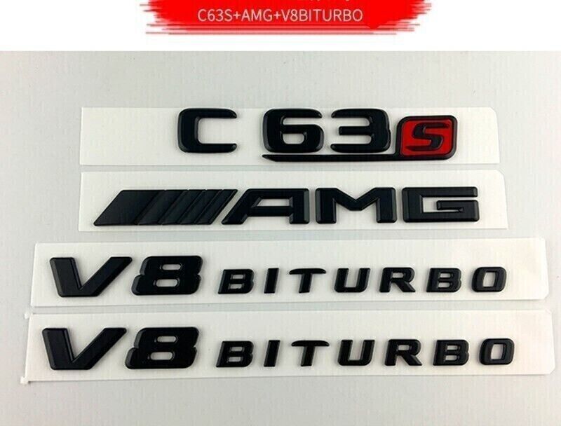 Gloss Black C63S AMG V8 BITURBO PACKAGE Trunk Emblem Badge C63 c205 w205 s205