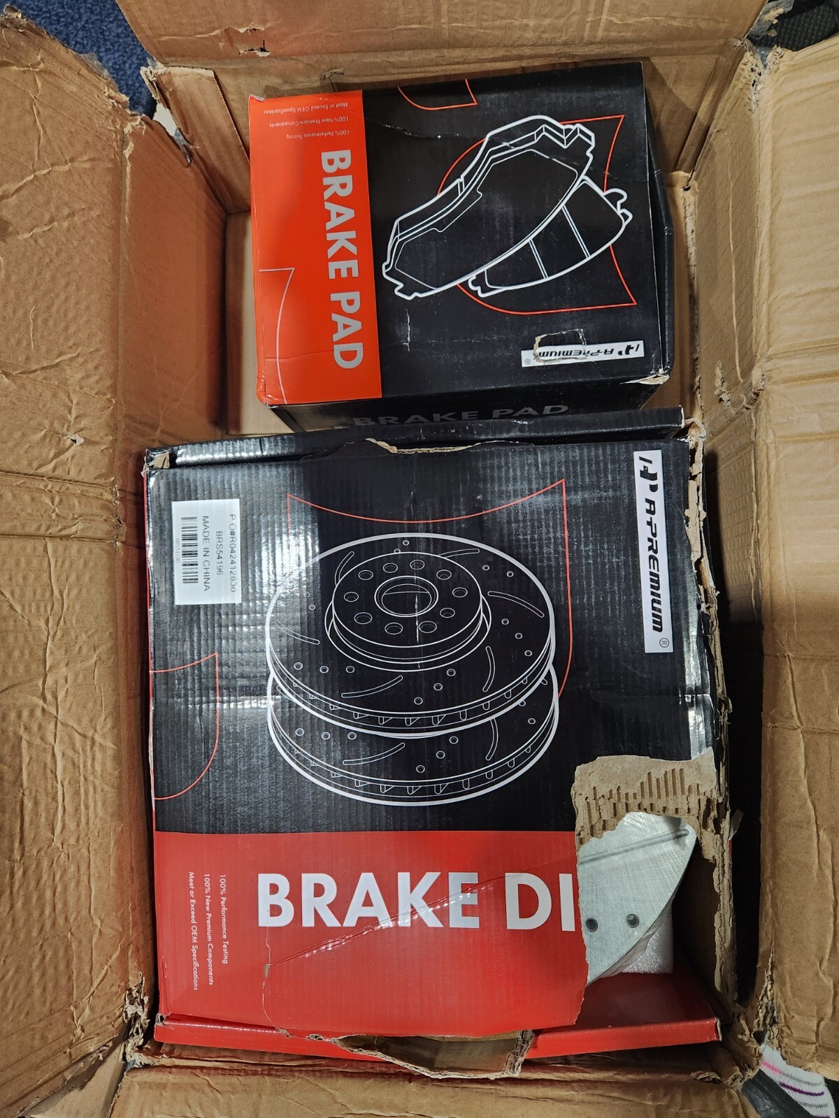 A-Premium 11.81 inch (300mm) Front Drilled and Slotted Disc Brake Pads