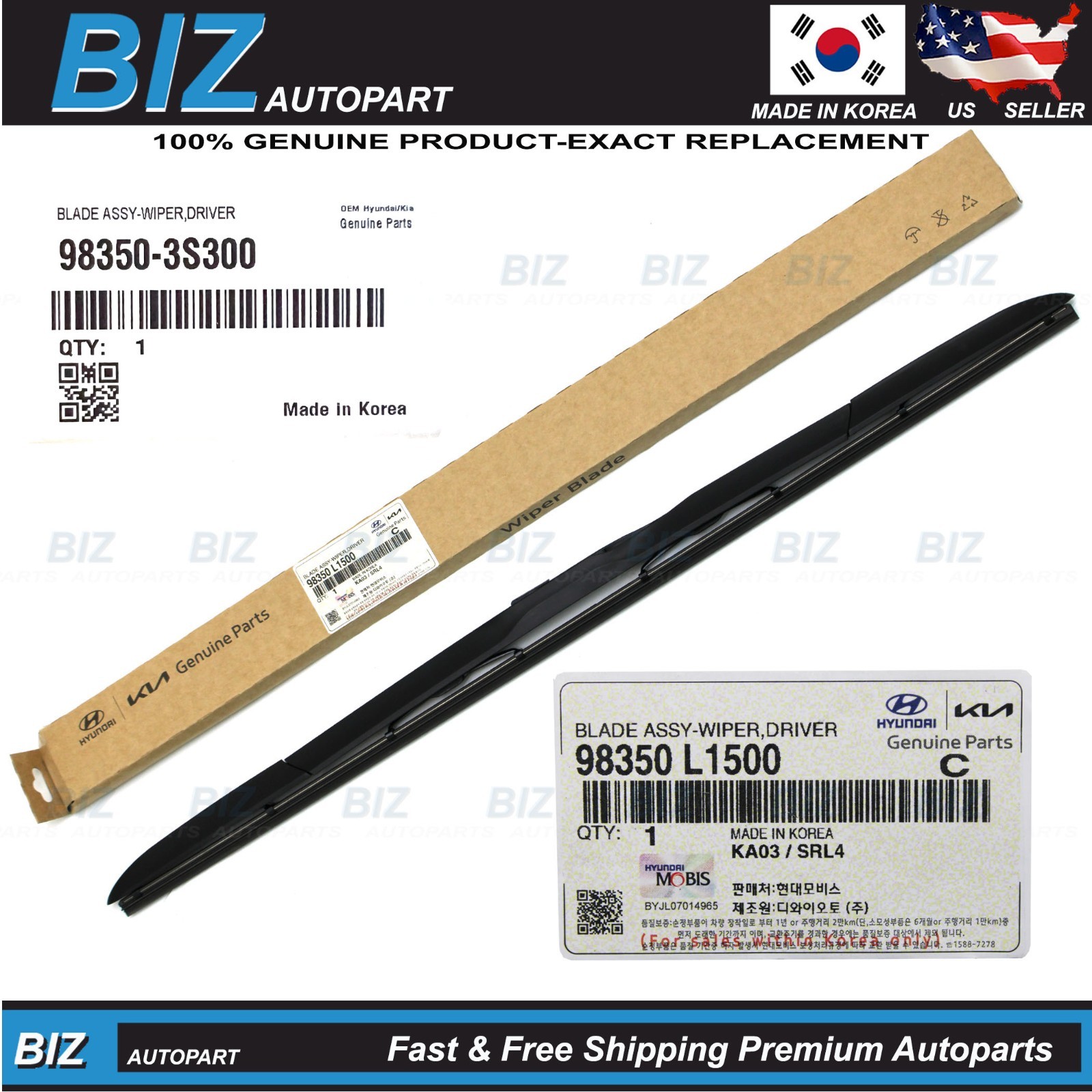 Genuine Wiper Blade Driver for 10-25 Genesis Hyundai Kia Many Models 98350-3S300